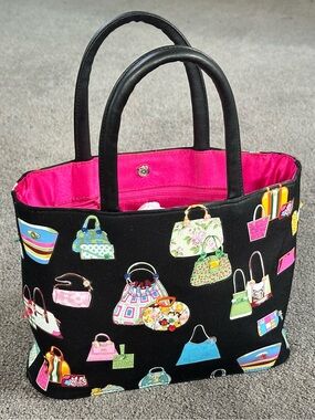 Printed Purse Lover Sequin Beaded Mini Tote Handbag Y2K 90s Grandmacore Bling